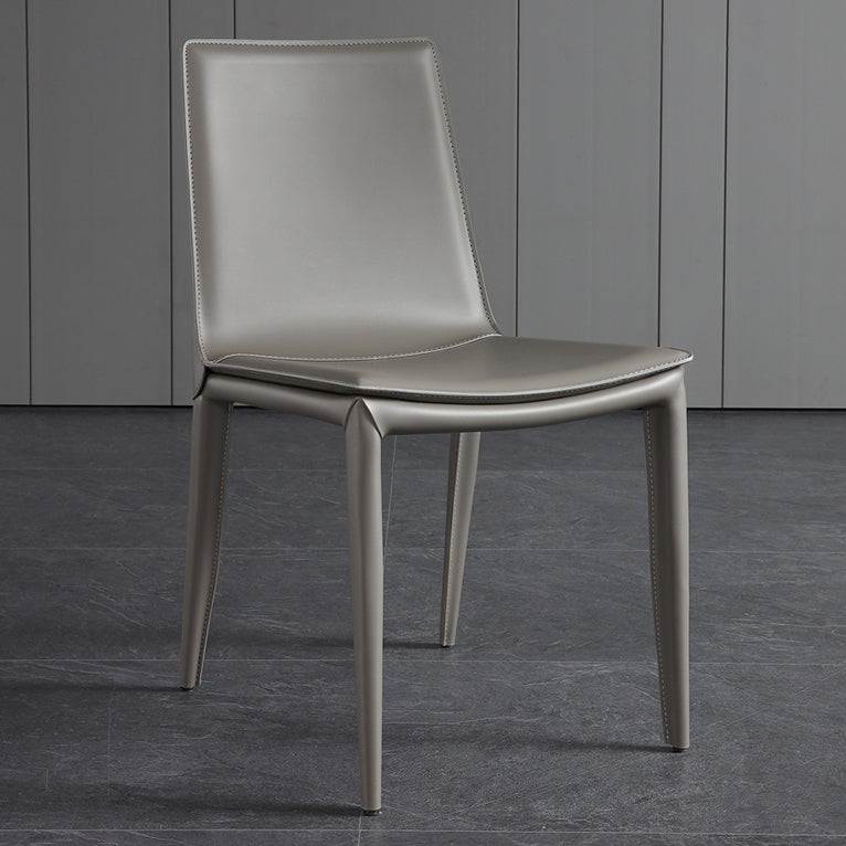 Designer Style Anteroom Solid Back Side stoel Matte afwerking Lederen eetkamerstoel