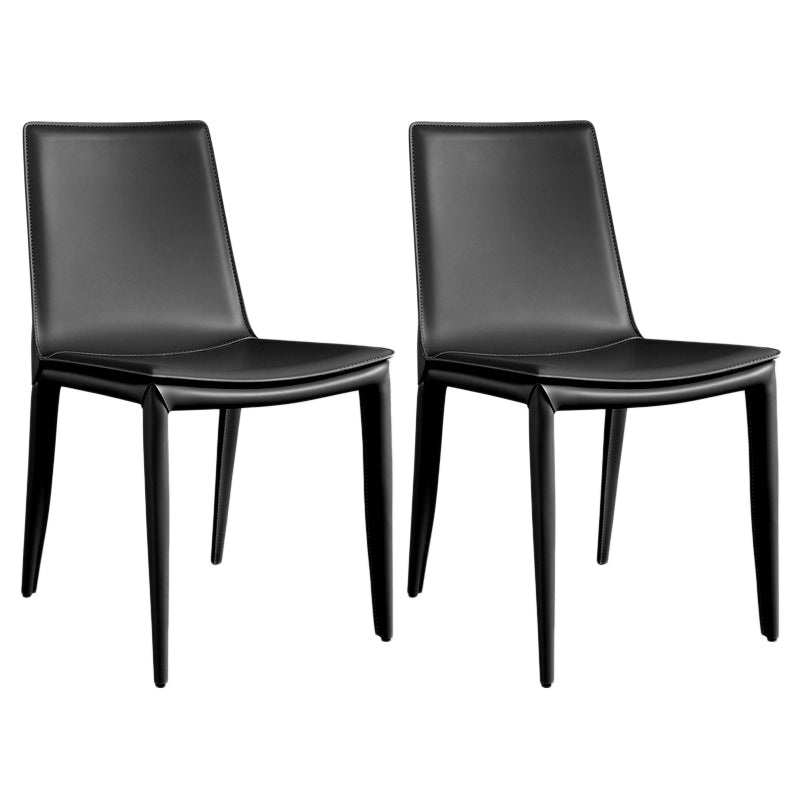 Designer Style Anteroom Solid Back Side stoel Matte afwerking Lederen eetkamerstoel