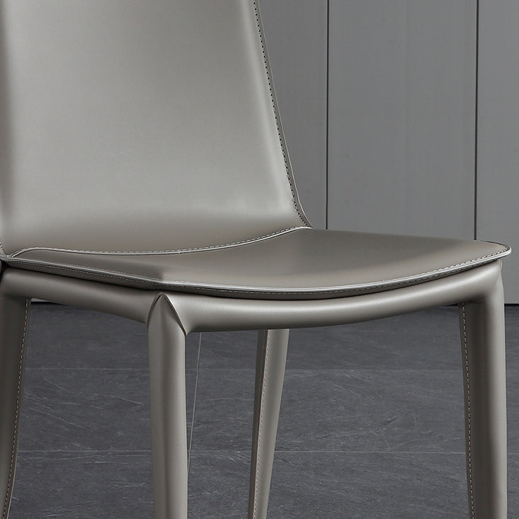 Designer Style Anteroom Solid Back Side stoel Matte afwerking Lederen eetkamerstoel