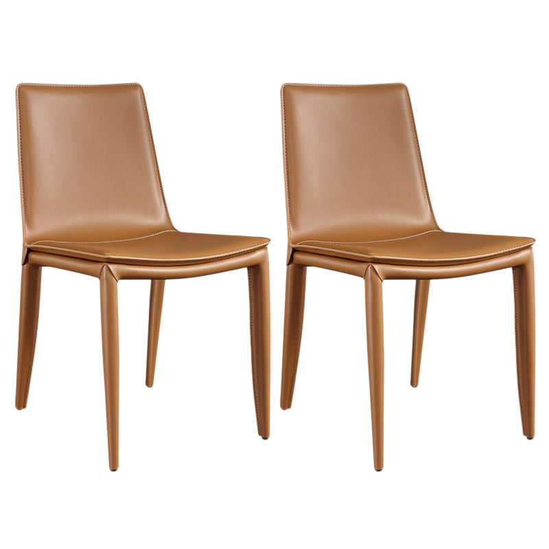 Designer Style Anteroom Solid Back Side stoel Matte afwerking Lederen eetkamerstoel