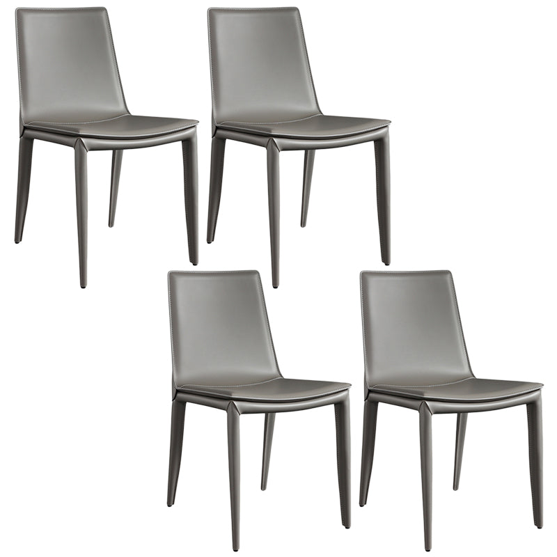 Designer Style Anteroom Solid Back Side stoel Matte afwerking Lederen eetkamerstoel