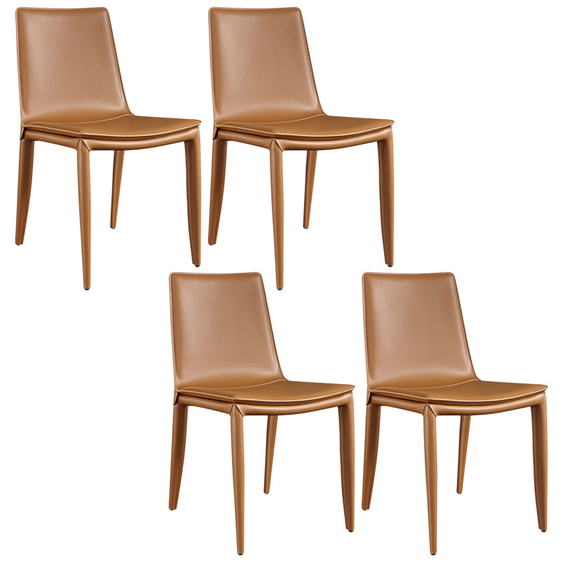 Designer Style Anteroom Solid Back Side stoel Matte afwerking Lederen eetkamerstoel