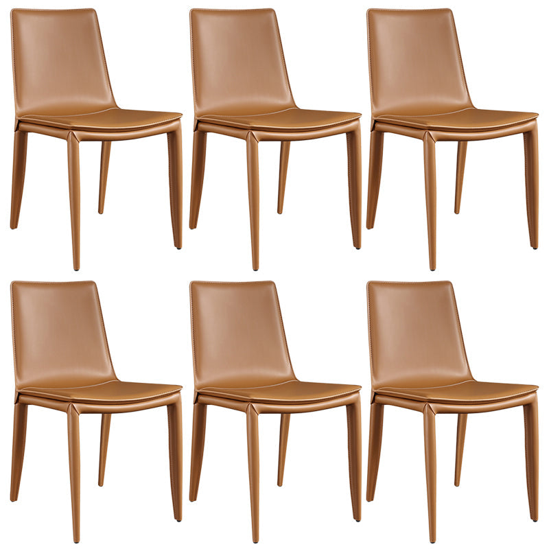 Designer Style Anteroom Solid Back Side stoel Matte afwerking Lederen eetkamerstoel