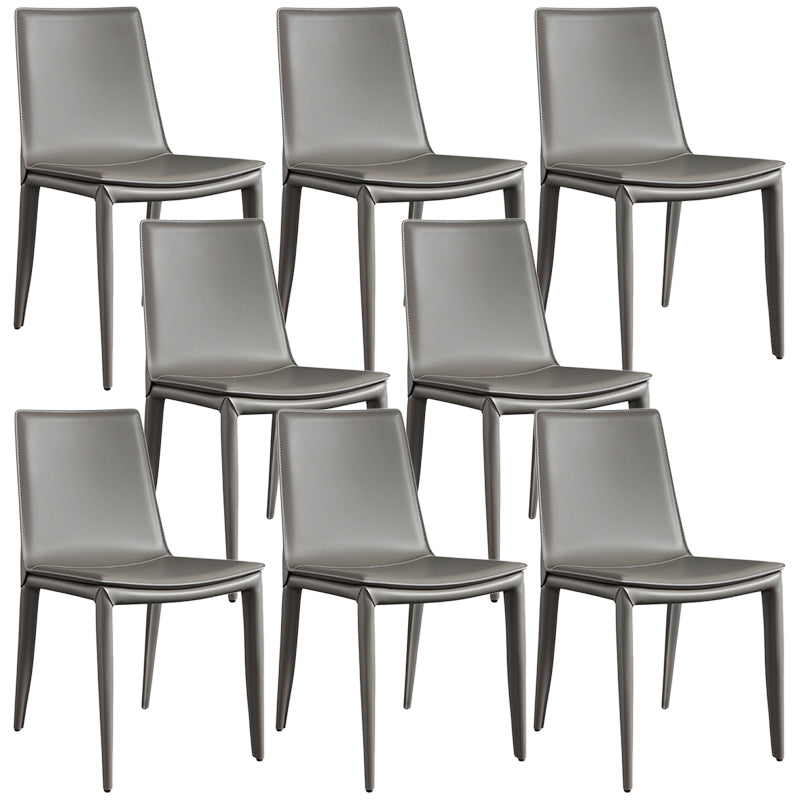 Designer Style Anteroom Solid Back Side stoel Matte afwerking Lederen eetkamerstoel