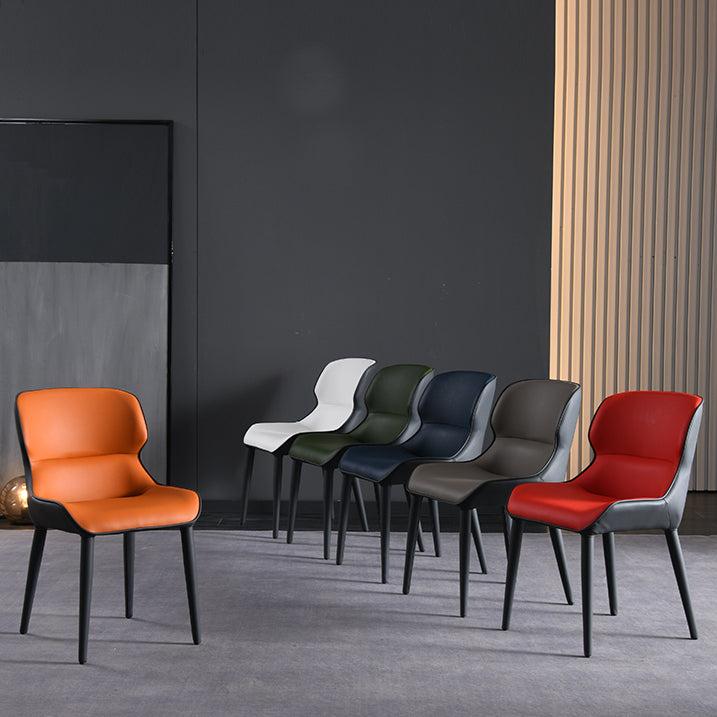 Inicio Silla lateral moderna del ala de la ala Matte Sillas de comedor de cuero falso