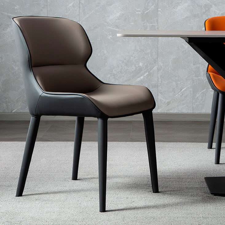 Inicio Silla lateral moderna del ala de la ala Matte Sillas de comedor de cuero falso