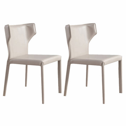 Contemporary Leather Dining Room Chair Wingback Side Armless Chair for Home Use Light Gray 2 Piece Set Clearhalo 'Dining Chairs' 'Dining Tables & Seating' 'dining_chair' 'furn' 'furn_dining_chair' 'Furniture' 'Kitchen & Dining Furniture' 5257092