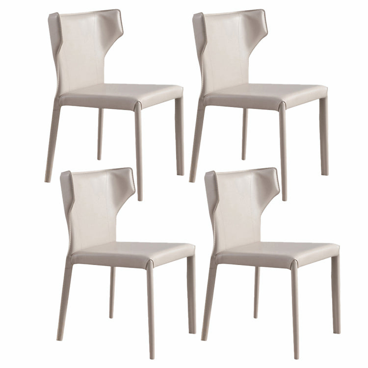 Contemporary Leather Dining Room Chair Wingback Side Armless Chair for Home Use Light Gray 4 Piece Set Clearhalo 'Dining Chairs' 'Dining Tables & Seating' 'dining_chair' 'furn' 'furn_dining_chair' 'Furniture' 'Kitchen & Dining Furniture' 5257093