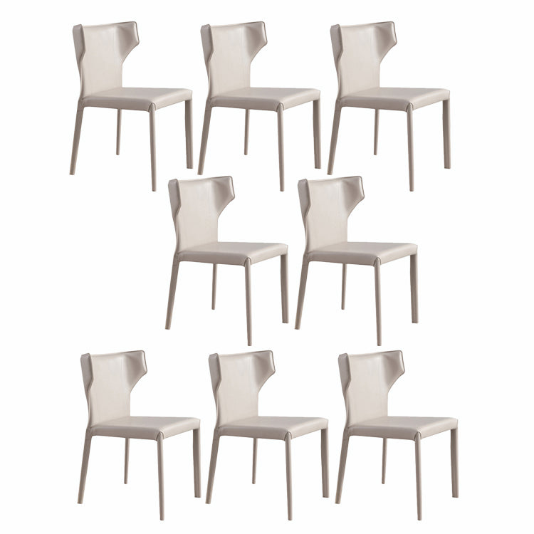 Contemporary Leather Dining Room Chair Wingback Side Armless Chair for Home Use Light Gray 8 Piece Set Clearhalo 'Dining Chairs' 'Dining Tables & Seating' 'dining_chair' 'furn' 'furn_dining_chair' 'Furniture' 'Kitchen & Dining Furniture' 5257097