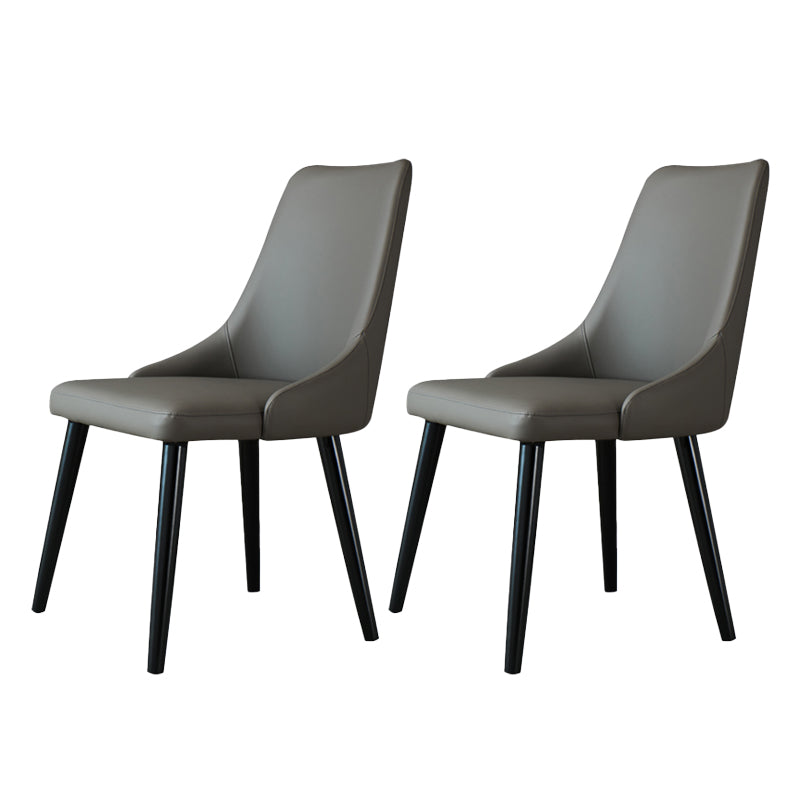 Contemporary Wood Dining Room Chairs PU Leather Dining Chairs for Home Use Grey 2 Piece Set Clearhalo 'Dining Chairs' 'Dining Tables & Seating' 'dining_chair' 'furn' 'furn_dining_chair' 'Furniture' 'Kitchen & Dining Furniture' 5257110