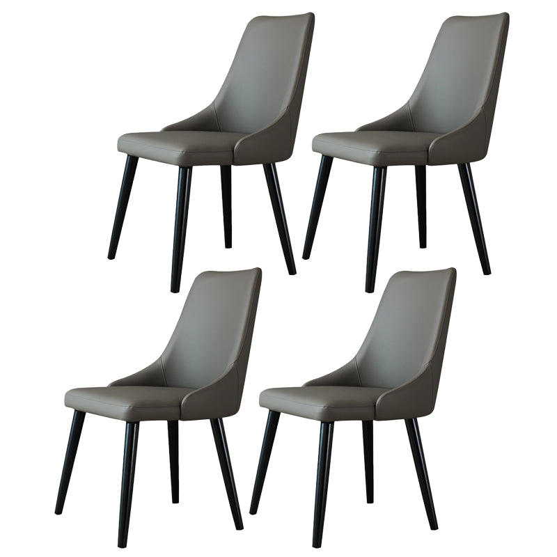Contemporary Wood Dining Room Chairs PU Leather Dining Chairs for Home Use Grey 4 Piece Set Clearhalo 'Dining Chairs' 'Dining Tables & Seating' 'dining_chair' 'furn' 'furn_dining_chair' 'Furniture' 'Kitchen & Dining Furniture' 5257112