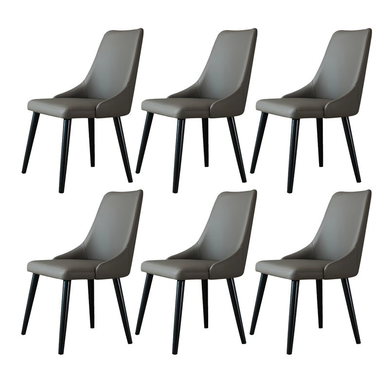 Contemporary Wood Dining Room Chairs PU Leather Dining Chairs for Home Use Grey 6 Piece Set Clearhalo 'Dining Chairs' 'Dining Tables & Seating' 'dining_chair' 'furn' 'furn_dining_chair' 'Furniture' 'Kitchen & Dining Furniture' 5257113