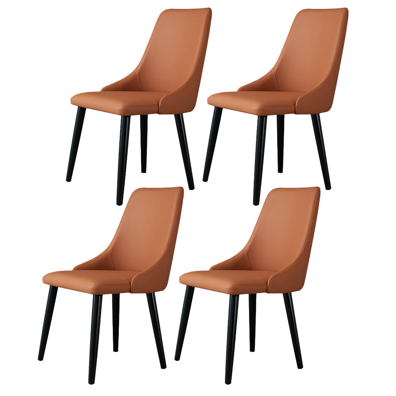Contemporary Wood Dining Room Chairs PU Leather Dining Chairs for Home Use Orange 4 Piece Set Clearhalo 'Dining Chairs' 'Dining Tables & Seating' 'dining_chair' 'furn' 'furn_dining_chair' 'Furniture' 'Kitchen & Dining Furniture' 5257119