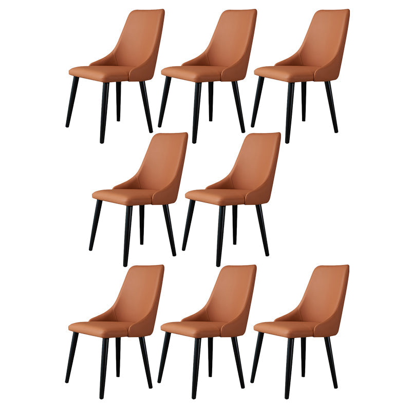 Contemporary Wood Dining Room Chairs PU Leather Dining Chairs for Home Use Orange 8 Piece Set Clearhalo 'Dining Chairs' 'Dining Tables & Seating' 'dining_chair' 'furn' 'furn_dining_chair' 'Furniture' 'Kitchen & Dining Furniture' 5257123