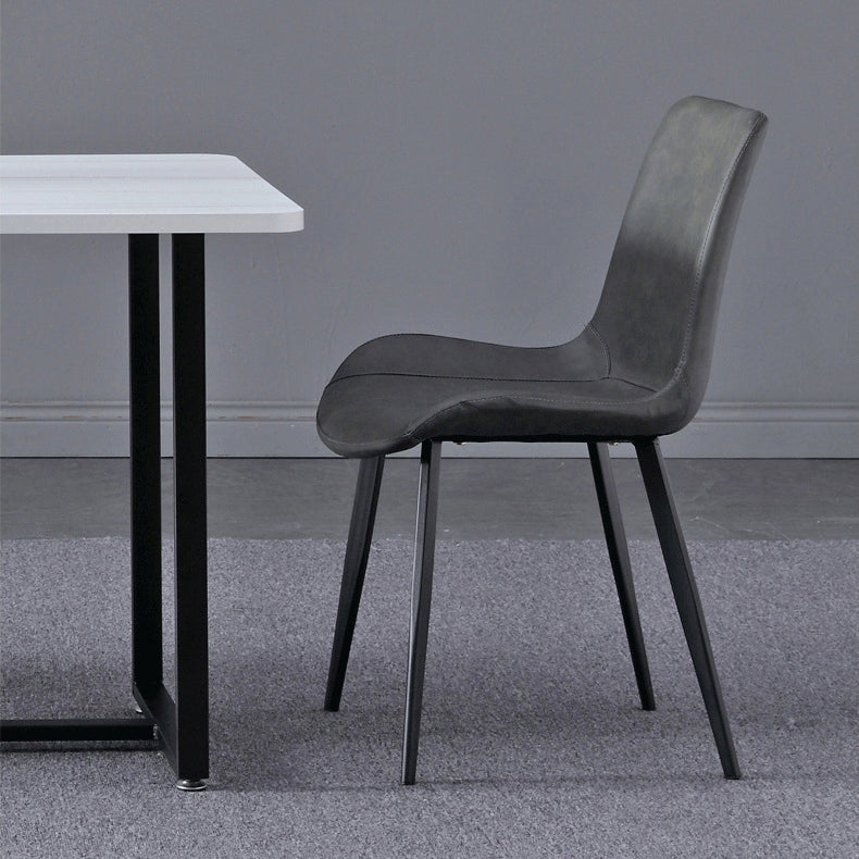 Silla de comedor de comedor de cuero sintética contemporánea para uso en el hogar