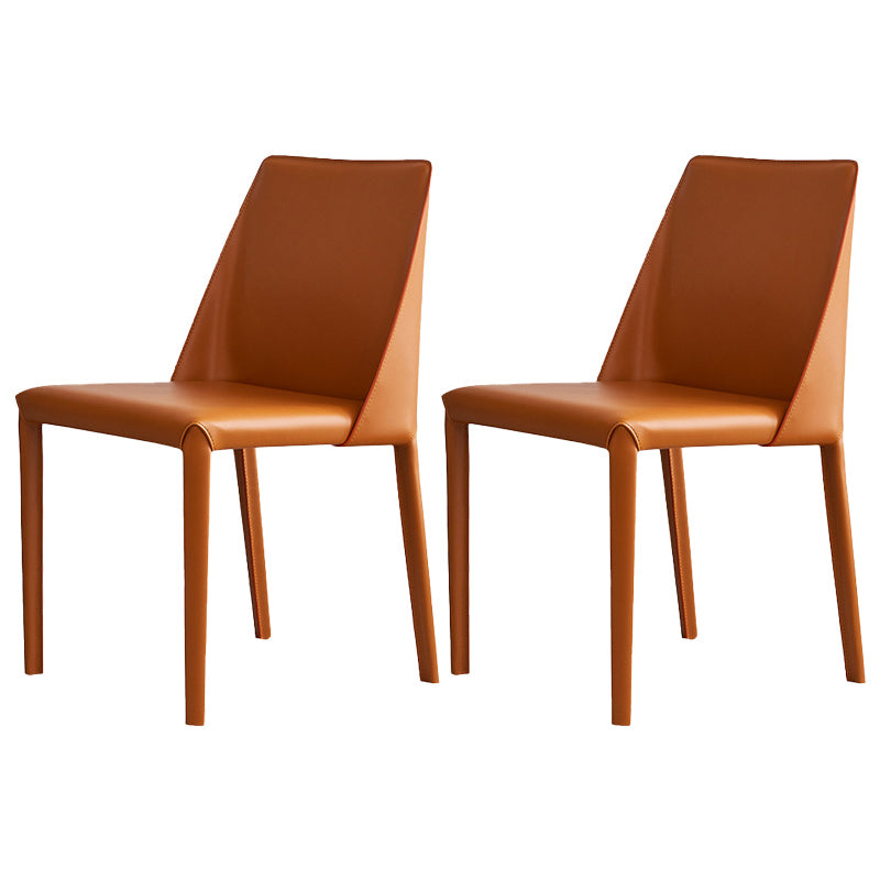 Modern Leather Dining Chairs Metal Armless Dining Chair for Home Use Orange 2 Piece Set Clearhalo 'Dining Chairs' 'Dining Tables & Seating' 'dining_chair' 'furn' 'furn_dining_chair' 'Furniture' 'Kitchen & Dining Furniture' 5257187