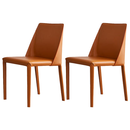 Modern Leather Dining Chairs Metal Armless Dining Chair for Home Use Orange 2 Piece Set Clearhalo 'Dining Chairs' 'Dining Tables & Seating' 'dining_chair' 'furn' 'furn_dining_chair' 'Furniture' 'Kitchen & Dining Furniture' 5257187