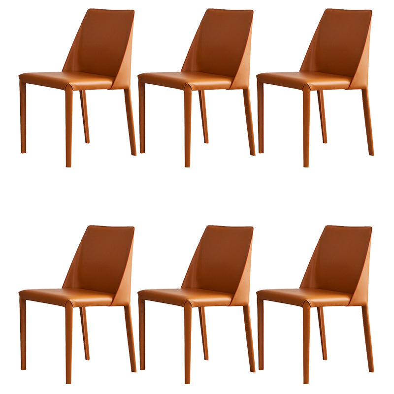 Modern Leather Dining Chairs Metal Armless Dining Chair for Home Use Orange 6 Piece Set Clearhalo 'Dining Chairs' 'Dining Tables & Seating' 'dining_chair' 'furn' 'furn_dining_chair' 'Furniture' 'Kitchen & Dining Furniture' 5257191