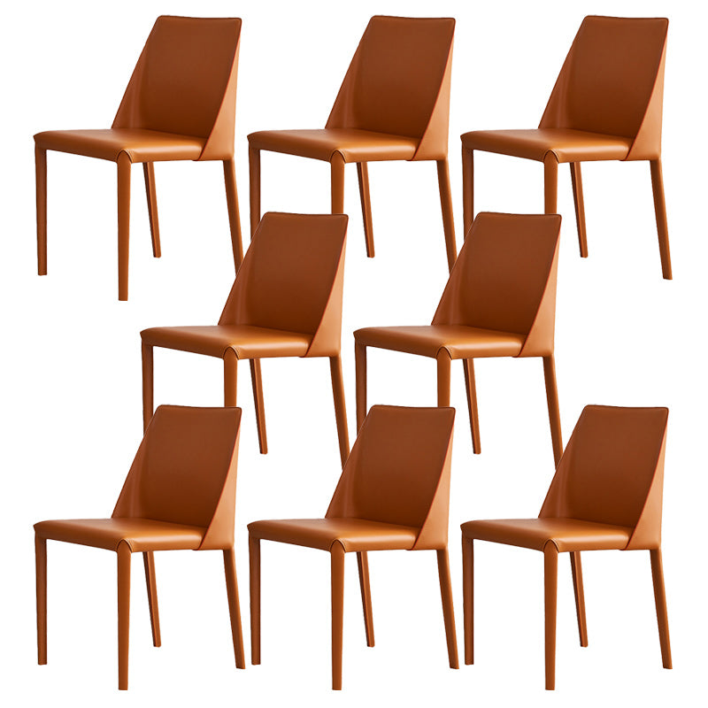 Modern Leather Dining Chairs Metal Armless Dining Chair for Home Use Orange 8 Piece Set Clearhalo 'Dining Chairs' 'Dining Tables & Seating' 'dining_chair' 'furn' 'furn_dining_chair' 'Furniture' 'Kitchen & Dining Furniture' 5257193