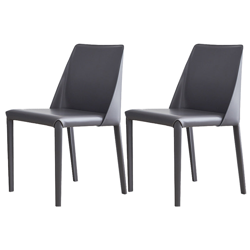 Modern Leather Dining Chairs Metal Armless Dining Chair for Home Use Dark Gray 2 Piece Set Clearhalo 'Dining Chairs' 'Dining Tables & Seating' 'dining_chair' 'furn' 'furn_dining_chair' 'Furniture' 'Kitchen & Dining Furniture' 5257194