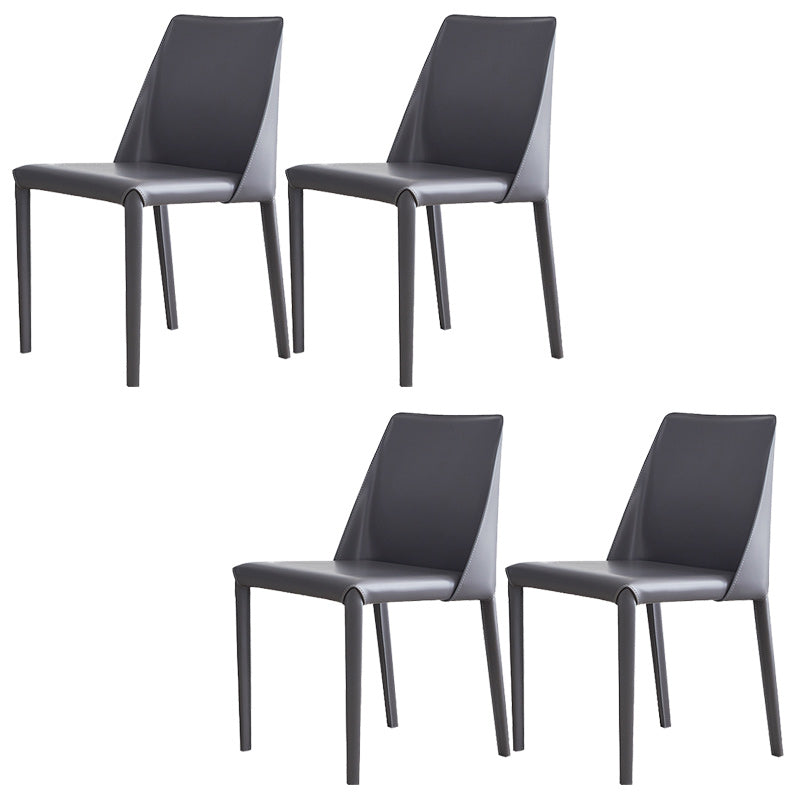 Modern Leather Dining Chairs Metal Armless Dining Chair for Home Use Dark Gray 4 Piece Set Clearhalo 'Dining Chairs' 'Dining Tables & Seating' 'dining_chair' 'furn' 'furn_dining_chair' 'Furniture' 'Kitchen & Dining Furniture' 5257196