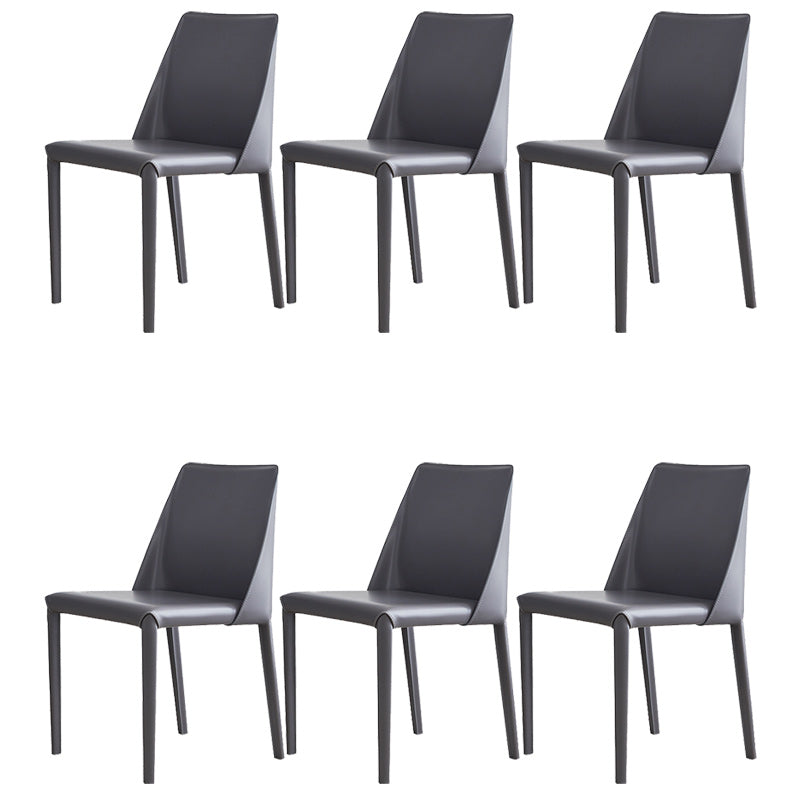 Modern Leather Dining Chairs Metal Armless Dining Chair for Home Use Dark Gray 6 Piece Set Clearhalo 'Dining Chairs' 'Dining Tables & Seating' 'dining_chair' 'furn' 'furn_dining_chair' 'Furniture' 'Kitchen & Dining Furniture' 5257198
