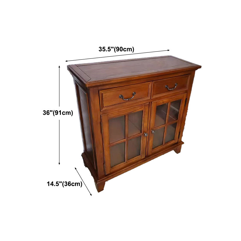 Mesa de madera maciza moderna mesa marrón con puerta y cajón