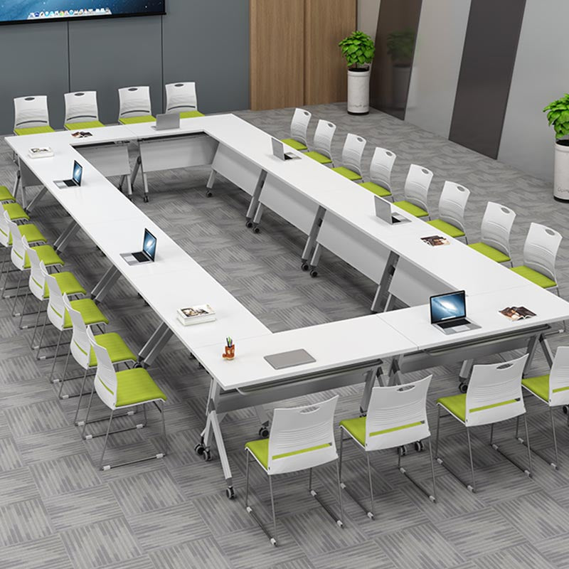 Modern Style Folding Office Desk Manufactured Wood Top Desk with Wheels Clearhalo 'furn' 'furn_office_desk' 'Furniture' 'Office Desks' 'Office Furniture' 'office_desk' 5258409