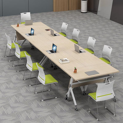 Modern Style Folding Office Desk Manufactured Wood Top Desk with Wheels Natural Clearhalo 'furn' 'furn_office_desk' 'Furniture' 'Office Desks' 'Office Furniture' 'office_desk' 5258414