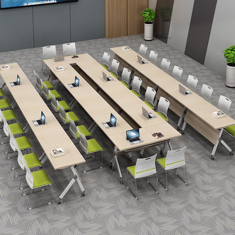 Modern Style Folding Office Desk Manufactured Wood Top Desk with Wheels Clearhalo 'furn' 'furn_office_desk' 'Furniture' 'Office Desks' 'Office Furniture' 'office_desk' 5258415