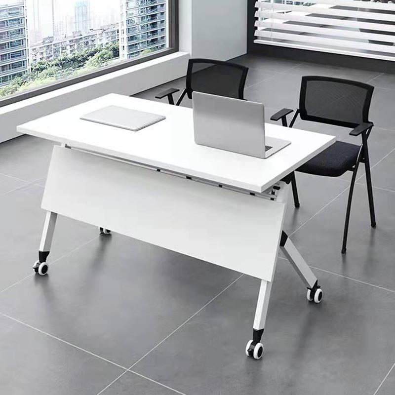 Modern Style Folding Office Desk Manufactured Wood Top Desk with Wheels Clearhalo 'furn' 'furn_office_desk' 'Furniture' 'Office Desks' 'Office Furniture' 'office_desk' 5258417