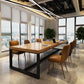 Zeitgenössischer Kiefernholz -Büro -Schreibtisch rechteckiger Schreibtisch mit Metallbasis
