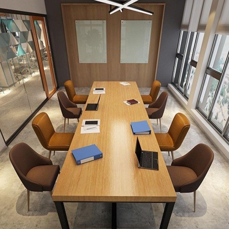 Zeitgenössischer Kiefernholz -Büro -Schreibtisch rechteckiger Schreibtisch mit Metallbasis