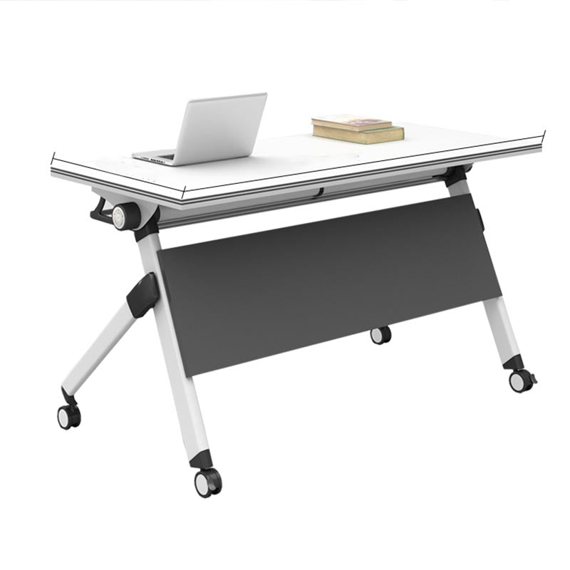 Escritorio de oficina moderno con ruedas escritorio rectangular de madera fabricada blanca