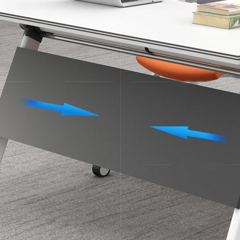 Escritorio de oficina moderno con ruedas escritorio rectangular de madera fabricada blanca