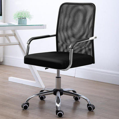 Chaise de chaise de dos du milieu du bureau à hauteur de chaise à bras fixe réglable avec roues