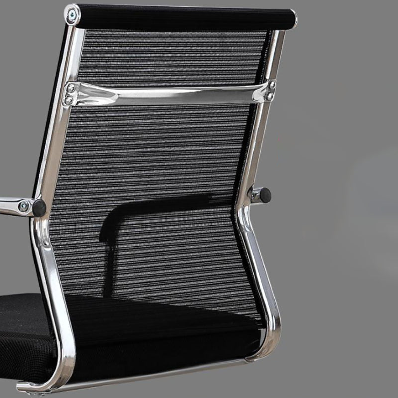 Chaise de chaise de dos du milieu du bureau à hauteur de chaise à bras fixe réglable avec roues