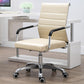 Chaise de chaise de dos du milieu du bureau à hauteur de chaise à bras fixe réglable avec roues