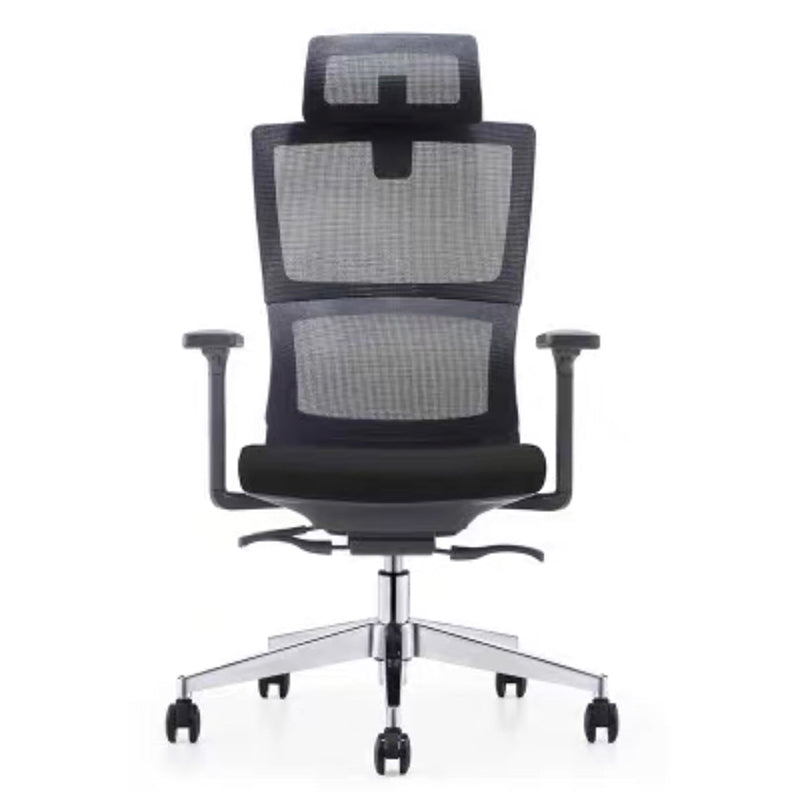 High Back Executive Office Chair Modern Ergonomic Swivel Chair Matte Black Metal Clearhalo 'furn' 'furn_office_chair' 'Furniture' 'Office Chairs' 'Office Furniture' 'office_chair' 5258720