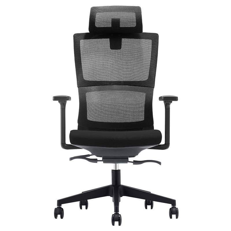 High Back Executive Office Chair Modern Ergonomic Swivel Chair Matte Black Nylon Clearhalo 'furn' 'furn_office_chair' 'Furniture' 'Office Chairs' 'Office Furniture' 'office_chair' 5258722