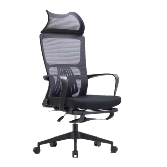 High Back Executive Office Chair Modern Ergonomic Swivel Arm Chair Gloss Black Nylon