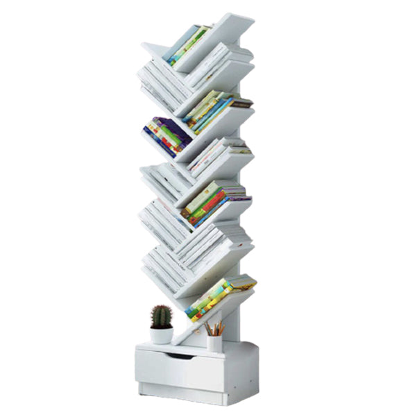 7.87"W Bookshelf Closed Back Contemporary Style Bookcase for Office Home 13.4"L x 7.9"W x 62.2"H White Clearhalo 'Bookcases' 'furn' 'furn_bookcases' 'Furniture' 'Office Furniture' 5258889