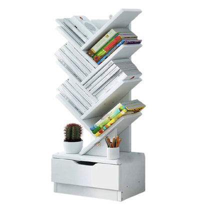 7.87"W Bookshelf Closed Back Contemporary Style Bookcase for Office Home 13.4"L x 7.9"W x 39.4"H White Clearhalo 'Bookcases' 'furn' 'furn_bookcases' 'Furniture' 'Office Furniture' 5258891