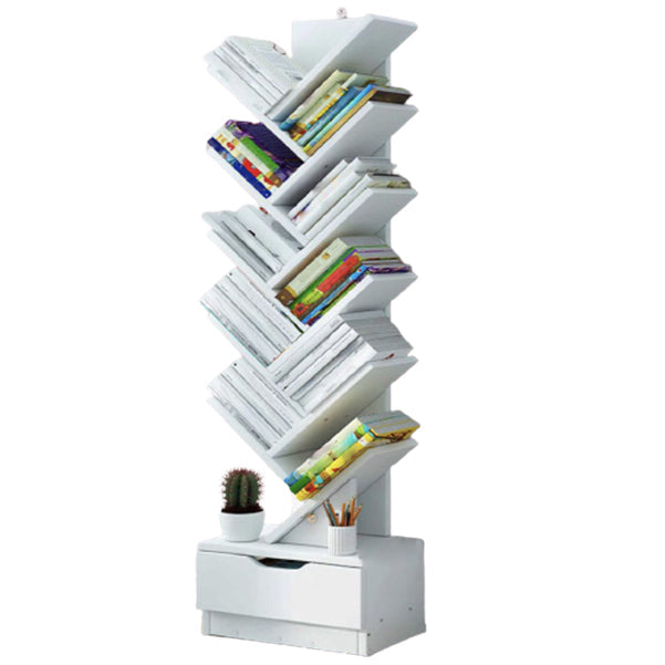 7.87"W Bookshelf Closed Back Contemporary Style Bookcase for Office Home 13.4"L x 7.9"W x 54.7"H White Clearhalo 'Bookcases' 'furn' 'furn_bookcases' 'Furniture' 'Office Furniture' 5258893