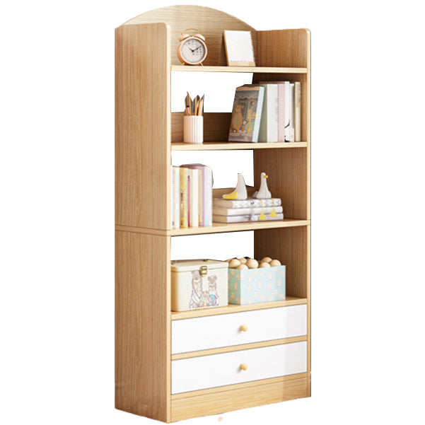 Modern Style Bookshelf Engineer Wood Bookcase for Home Study Room 24.4"L x 11.8"W x 63.8"H Natural Drawers Clearhalo 'Bookcases' 'furn' 'furn_bookcases' 'Furniture' 'Office Furniture' 5259013