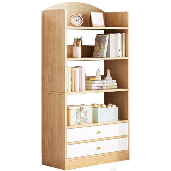 Modern Style Bookshelf Engineer Wood Bookcase for Home Study Room 32.3"L x 11.8"W x 63.8"H Natural Drawers Clearhalo 'Bookcases' 'furn' 'furn_bookcases' 'Furniture' 'Office Furniture' 5259016