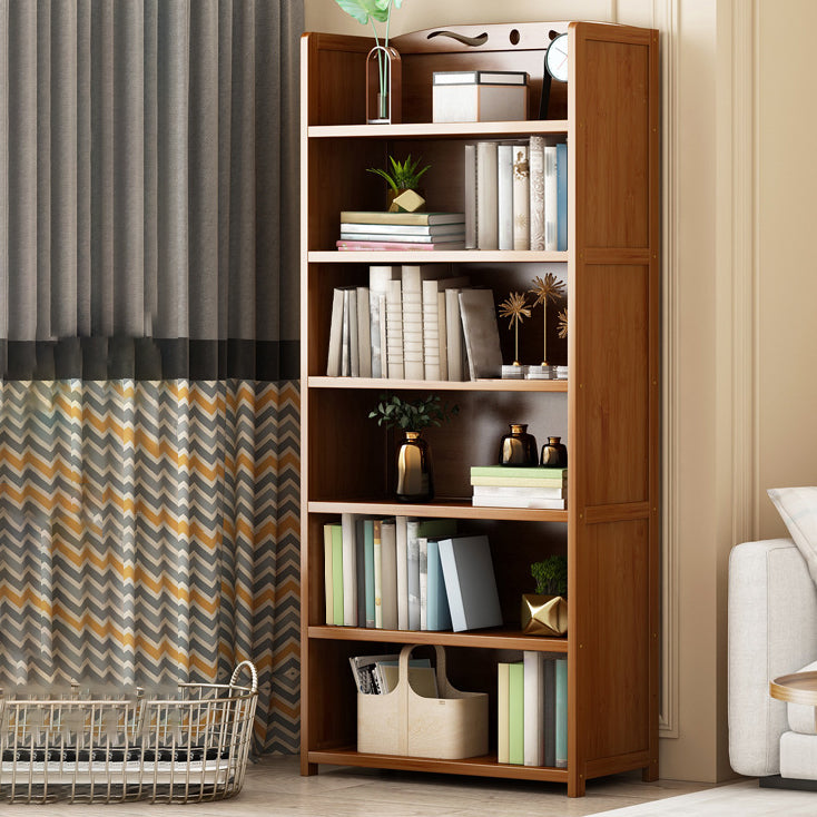 Brown Color Modern Style Bookshelf Engineer Wood Bookcase for Home 27.6"L x 11.4"W x 66.9"H Clearhalo 'Bookcases' 'furn' 'furn_bookcases' 'Furniture' 'Office Furniture' 5259090