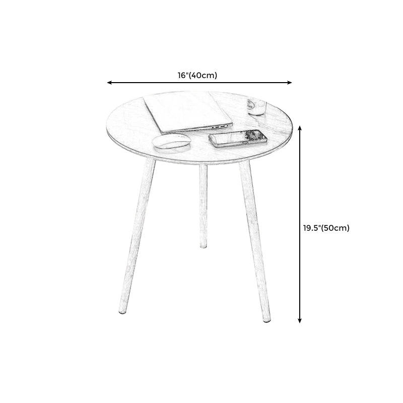 Farmhouse Round Wood Table Top Side Table with Three Wooden Legs