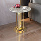 21.65-inch Tall Round Side Glam Metal Frame Stone Top Sofa Side End Table Gold Gray Clearhalo 'Coffee & Accent Tables' 'End & Side Tables' 'end_side_tables' 'furn' 'furn_end_side_tables' 'Furniture' 'Living Room Furniture' 5262427