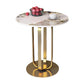 21.65-inch Tall Round Side Glam Metal Frame Stone Top Sofa Side End Table 20"L x 20"W x 22"H Gold Beige Clearhalo 'Coffee & Accent Tables' 'End & Side Tables' 'end_side_tables' 'furn' 'furn_end_side_tables' 'Furniture' 'Living Room Furniture' 5262431